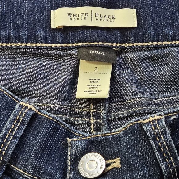 White House Black Market Womens Noir SZ 2 Med Wash Blue Low Rise Cropped Jeans - Picture 5 of 5